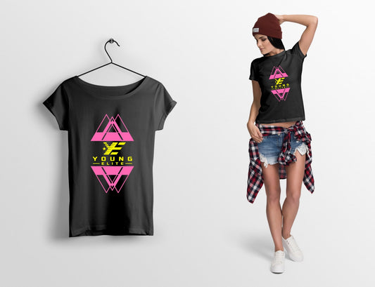 Young-Elite short sleeve Pink & Yellow Female T-shirt