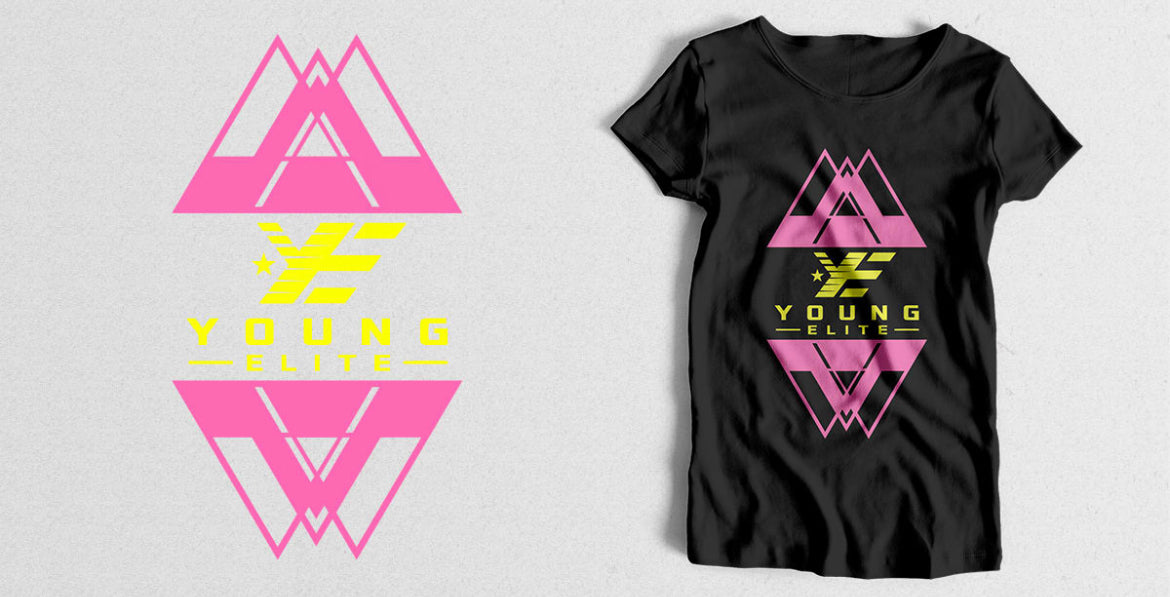 Young-Elite short sleeve Pink & Yellow Female T-shirt