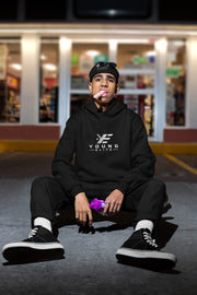 Young Elite Unisex Black Trendy White Design Casual Hoodie