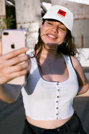 Young Elite Trendy Hat, Stylish Red & White Female design