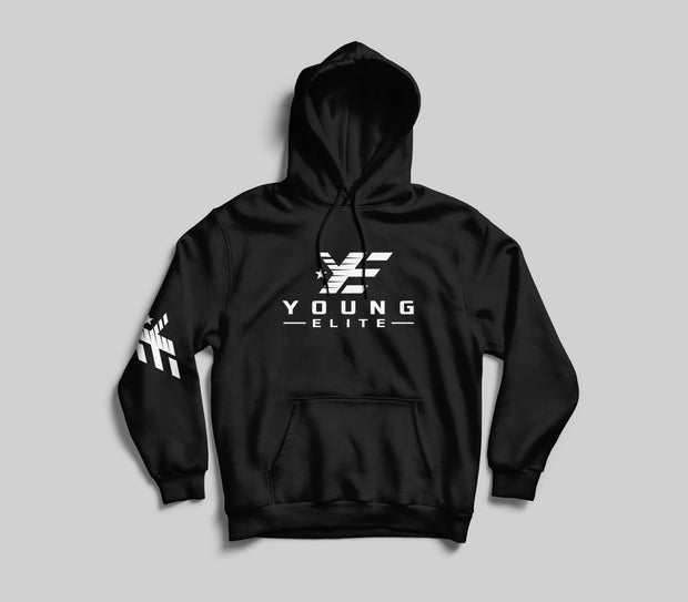 Young Elite Unisex Black Trendy White Design Casual Hoodie