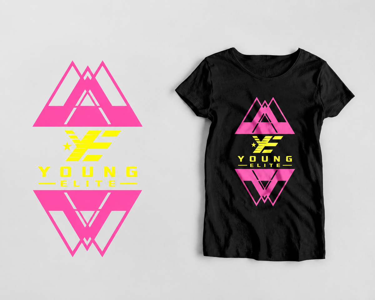 Young-Elite  short sleeve Pink & Yellow Female T-shirt