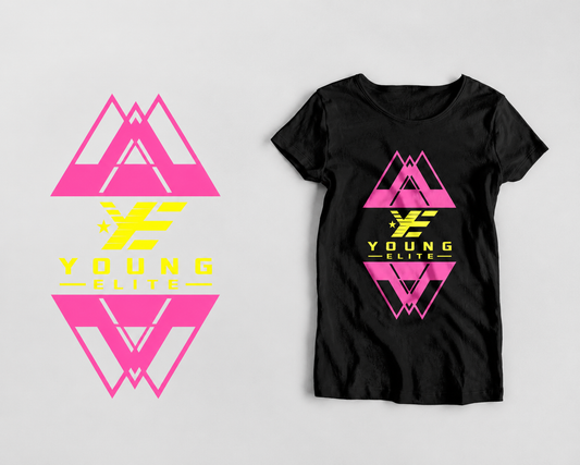 Young-Elite  short sleeve Pink & Yellow Female T-shirt