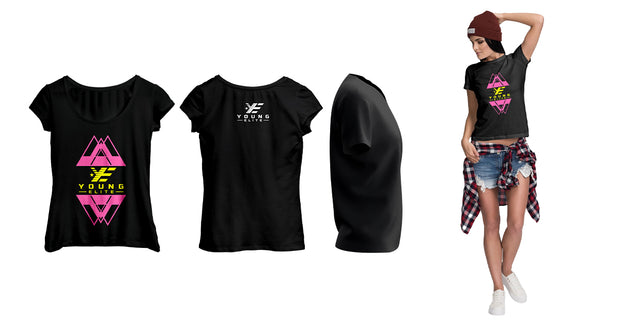 Young-Elite  short sleeve Pink & Yellow Female T-shirt