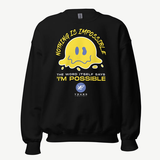 Nothing Is Impossible Motivational Joyful Young Elite Black Jumper