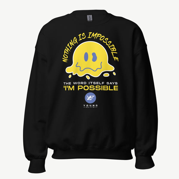 Nothing Is Impossible Motivational Joyful Young Elite Black Jumper
